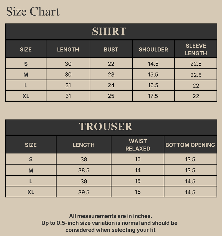 LIRA Size Chart
