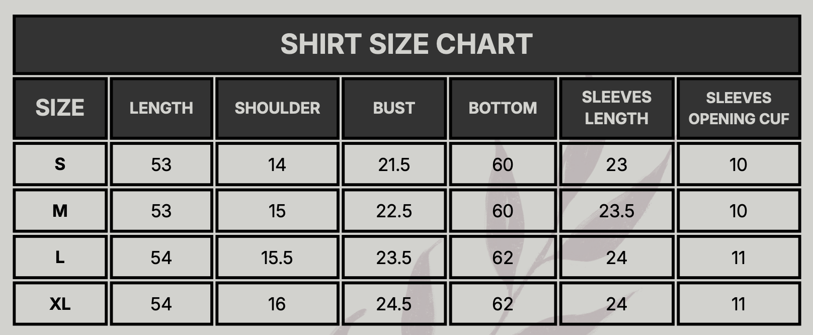 Isıl Size Chart