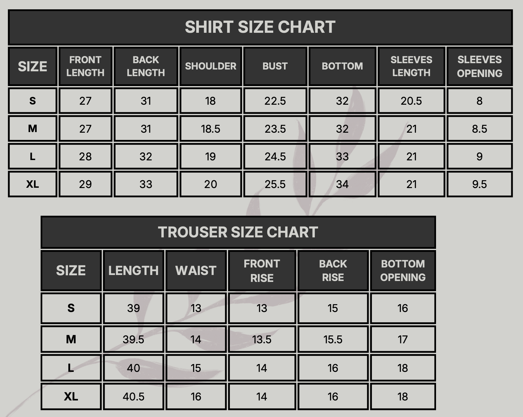 Azra Size Chart