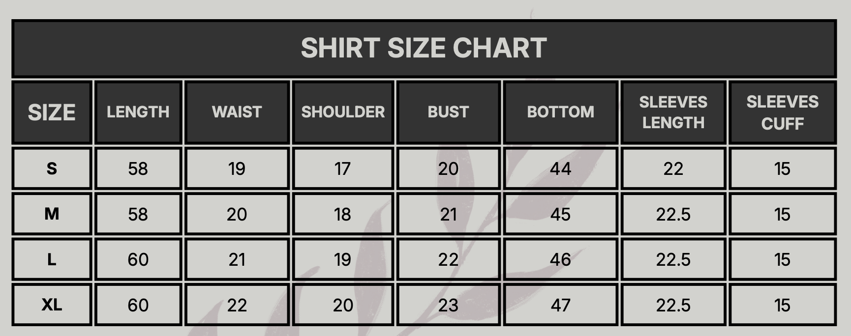 Lola Size Chart