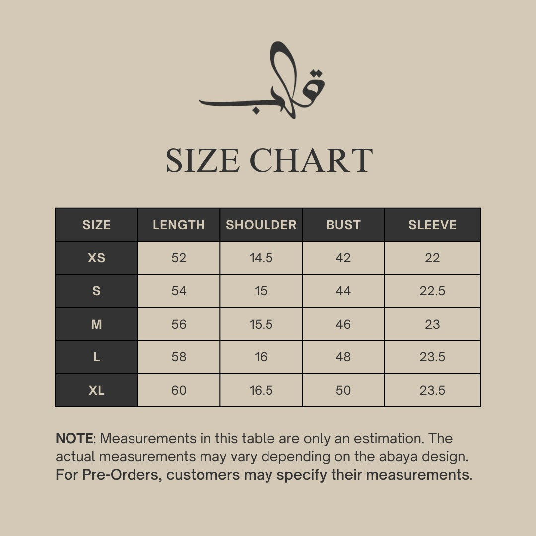 Eiliyah Size Chart
